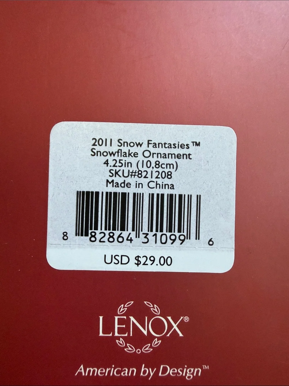Lenox 2011 Snow Fantasies Snowflake Ornament new in box